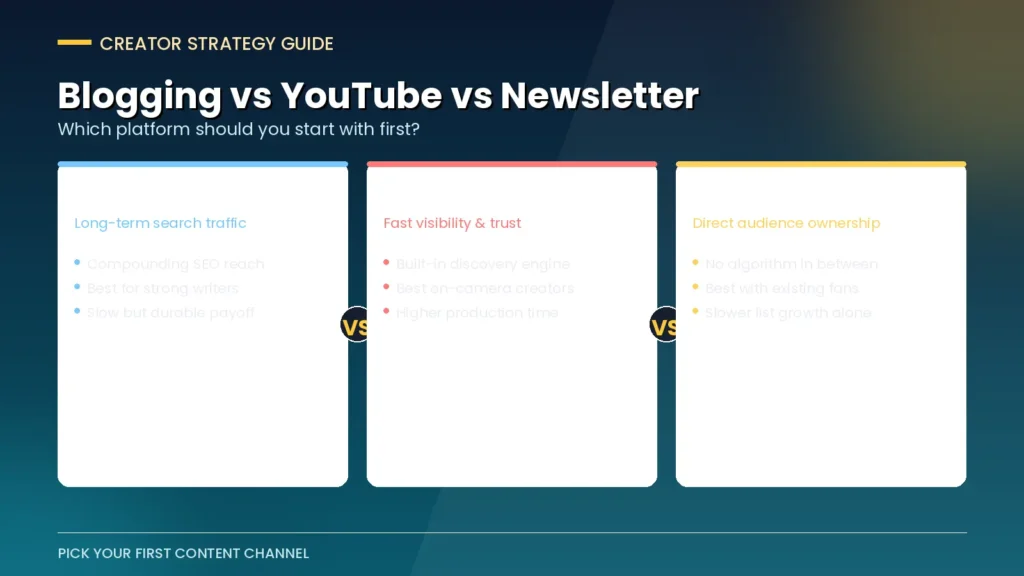 Blogging vs YouTube vs Newsletter: Which Platform Should You Start With?